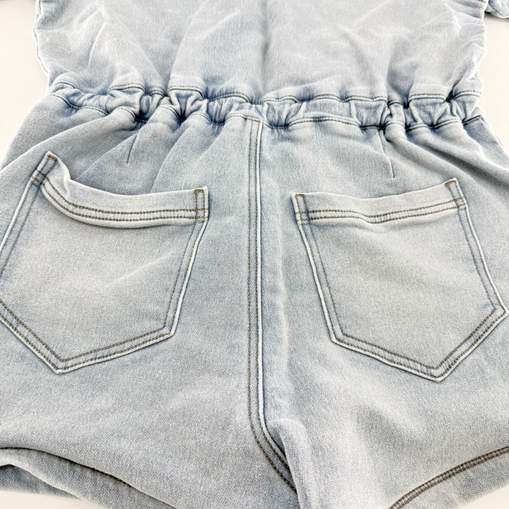 Z Supply Light Blue Denim Shorts Romper - Picture 6 of 9